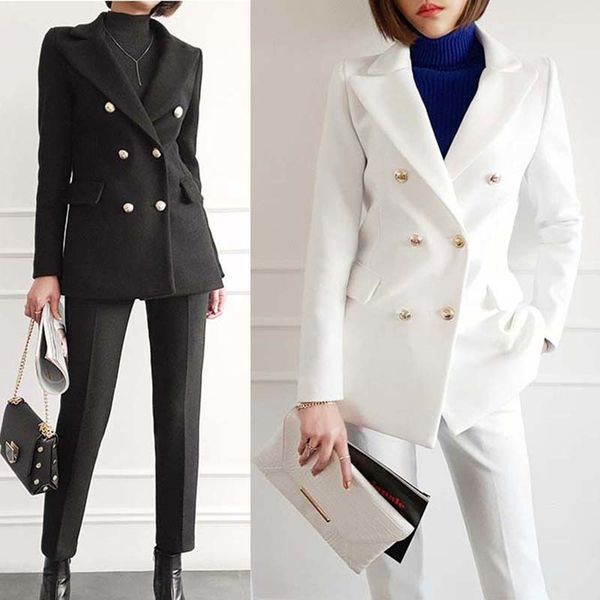 slim female temperament suit with pants, two-piece set, korean style, double transpasation, 2021 4c1d, White;black
slim female temperament suit with pants, two-piece set, korean style, double transpasation, 2021 4c1d, White;black