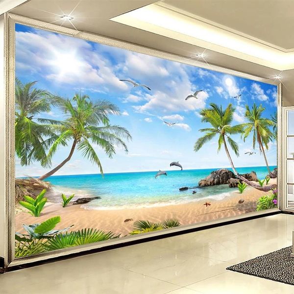 custom 3d p wallpaper beach seascape coconut wall painting modern for bedroom living room background mural papel de parede
custom 3d p wallpaper beach seascape coconut wall painting modern for bedroom living room background mural papel de parede