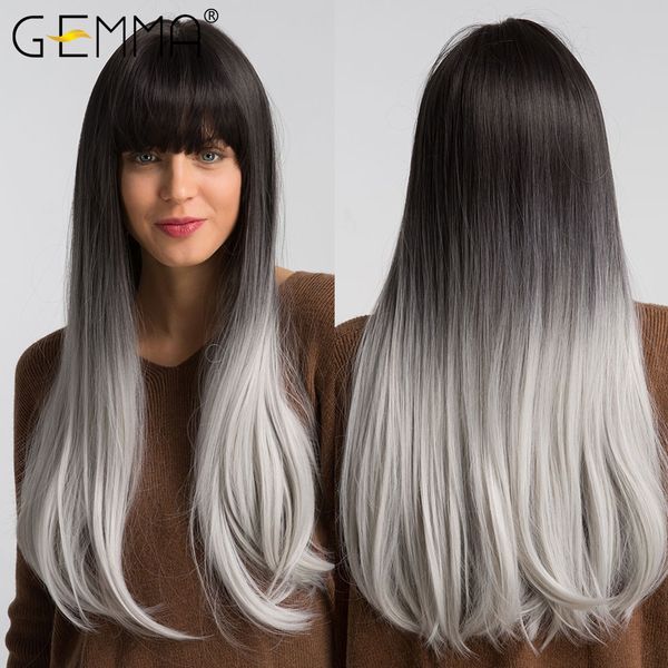 long straight ombre black gray ash white synthetic wigs with bangs heat resistant cosplay hair wig for black women afro
long straight ombre black gray ash white synthetic wigs with bangs heat resistant cosplay hair wig for black women afro