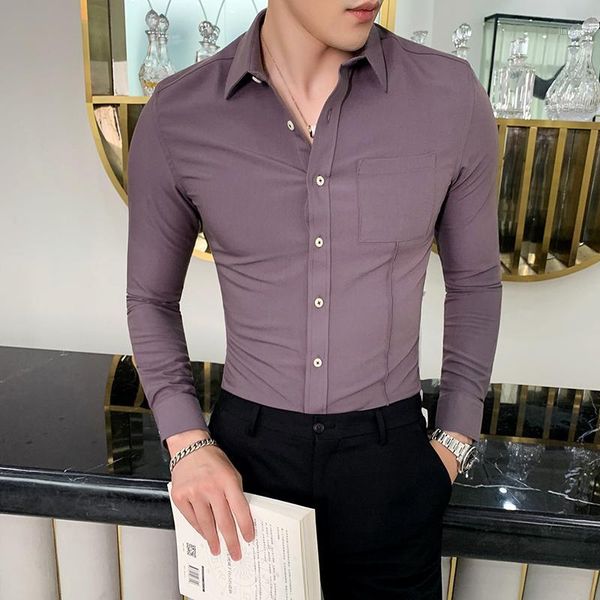 british style men dress shirt fashion 2019 business formal wear shirt men front pocket design casual social shirts plus size1, White;black
british style men dress shirt fashion 2019 business formal wear shirt men front pocket design casual social shirts plus size1, White;black