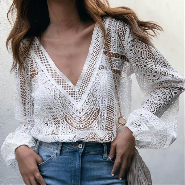 5xl celmia white hollow out blouse women lace streetwear shirt casual v neck long sleeve see through plus size
5xl celmia white hollow out blouse women lace streetwear shirt casual v neck long sleeve see through plus size