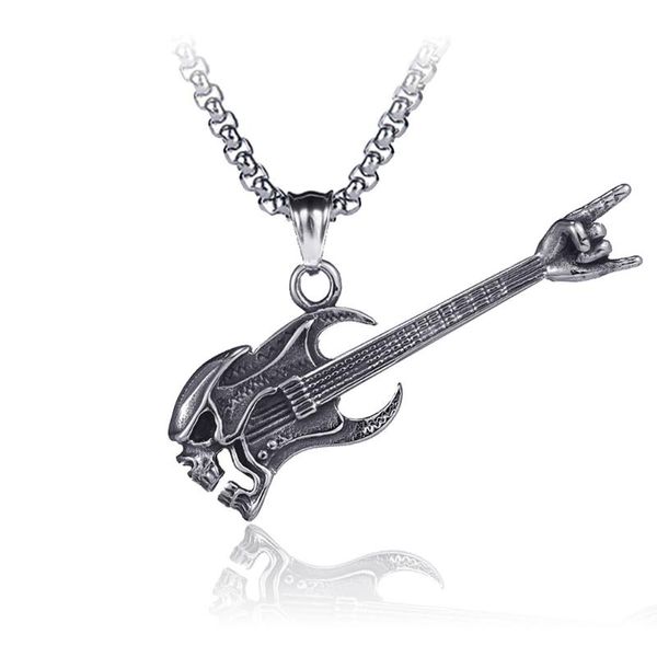 pendant necklaces street hipster male retro guitar necklace hip-hop rock musical instrument titanium steel men's 9-x00057, Silver
pendant necklaces street hipster male retro guitar necklace hip-hop rock musical instrument titanium steel men's 9-x00057, Silver