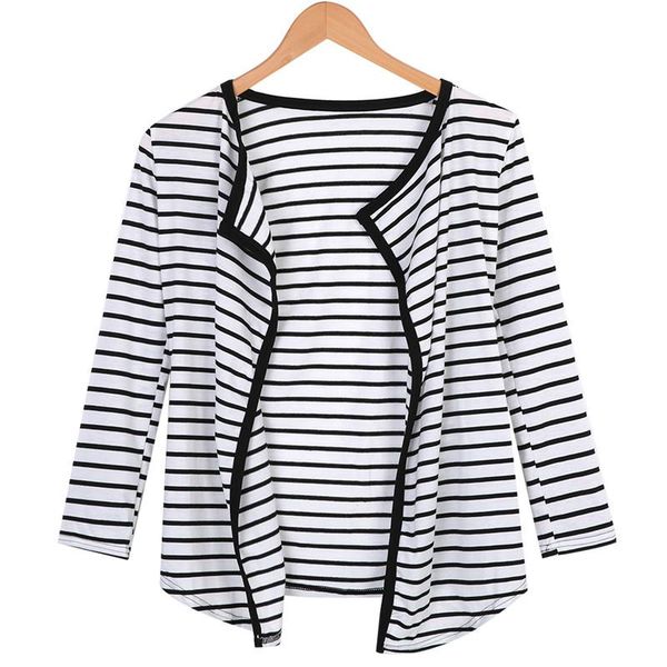 women's sweaters fashion ladies' elegant black white striped knitwear cardigans casual slim o-neck long sleeve sweater knitted za, White;black
women's sweaters fashion ladies' elegant black white striped knitwear cardigans casual slim o-neck long sleeve sweater knitted za, White;black