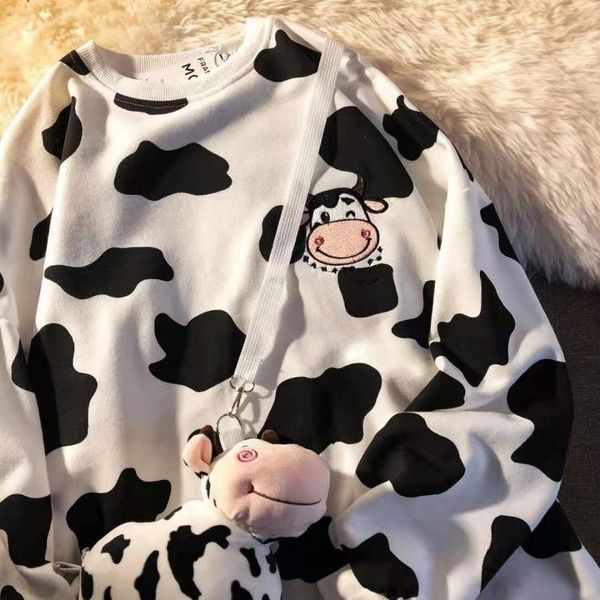 women's hoodies & sweatshirts 2021 cow embroidered thin hoodie loose sweatshirt anime kawaii clothes women printing, Black
women's hoodies & sweatshirts 2021 cow embroidered thin hoodie loose sweatshirt anime kawaii clothes women printing, Black