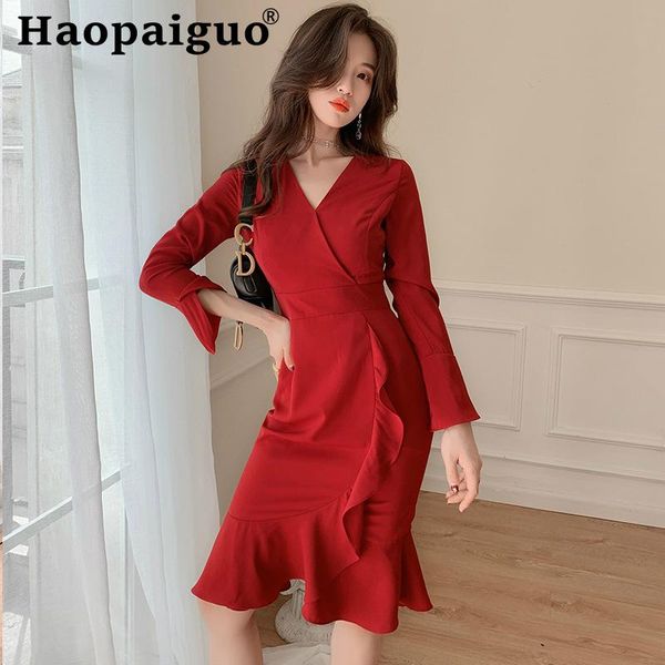 casual dresses plus size autumn dress women flare sleeve corset ruffles midi wrap soild package hip oversized ladies elbise, Black;gray
casual dresses plus size autumn dress women flare sleeve corset ruffles midi wrap soild package hip oversized ladies elbise, Black;gray