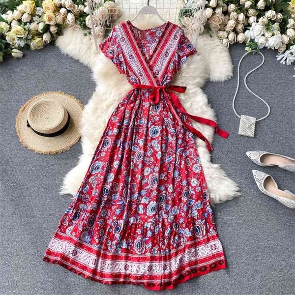women bohemian holiday dress vintage printed v-neck short-sleeved high waist lace-up beach vestidos m547 210527, Black;gray
women bohemian holiday dress vintage printed v-neck short-sleeved high waist lace-up beach vestidos m547 210527, Black;gray