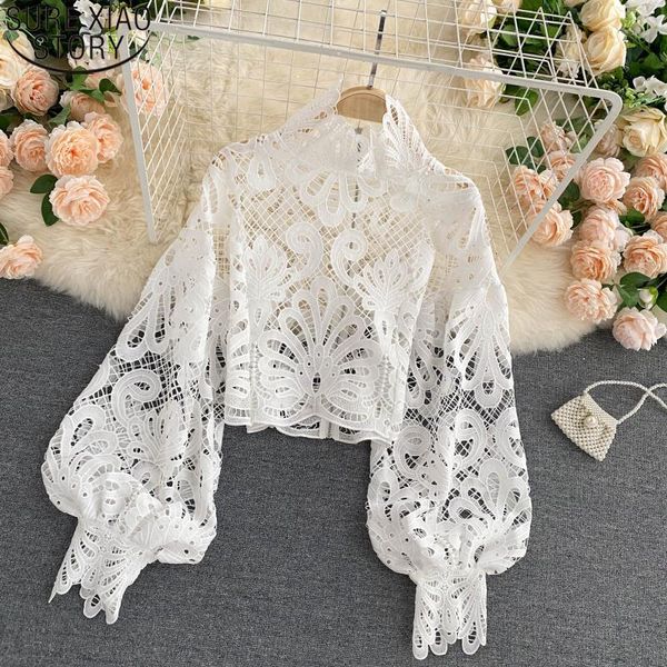 women's blouses & shirts casual lantern long sleeve stand collar white lace blouse women hollow out short elegant loose 16231
women's blouses & shirts casual lantern long sleeve stand collar white lace blouse women hollow out short elegant loose 16231