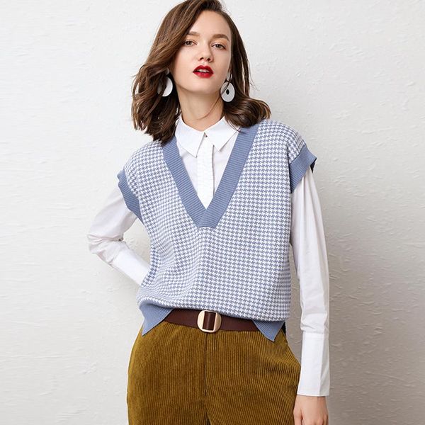 women's vests 2021 v-neck cashmere vest casual sweater stitching plaid short fashion knit autumn winter, Black;white
women's vests 2021 v-neck cashmere vest casual sweater stitching plaid short fashion knit autumn winter, Black;white