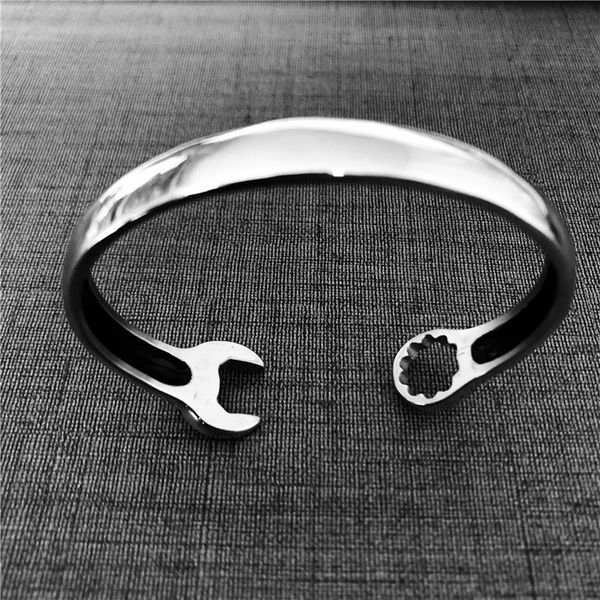 polish motorcycles spanner bangle 316l stainless steel biker style cool rider man wrench bracelet, Golden;silver