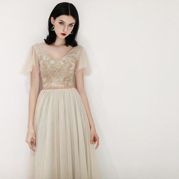 party dresses a line evening dress 2021 spring fashion short sleeve v-neck beaded with sashes prom haute couture, White;black
party dresses a line evening dress 2021 spring fashion short sleeve v-neck beaded with sashes prom haute couture, White;black