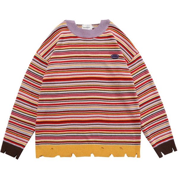 men's sweaters womens harajuku multicolor striped winter oversized couple knitwear female loose vintage streetwear pullover, White;black
men's sweaters womens harajuku multicolor striped winter oversized couple knitwear female loose vintage streetwear pullover, White;black
