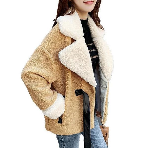 women's fur & faux style ladies 2021 grain fleece wool coat female autumn and winter temperament korean european american lapel, Black
women's fur & faux style ladies 2021 grain fleece wool coat female autumn and winter temperament korean european american lapel, Black