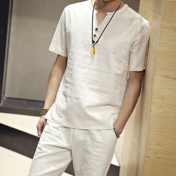 designers summer linen short-sleeved t-shirt + shorts two-piece suit mens set comfortable breathable thin cotton and linen casu, Gray
designers summer linen short-sleeved t-shirt + shorts two-piece suit mens set comfortable breathable thin cotton and linen casu, Gray