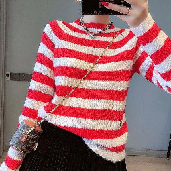 women's sweaters runway sweater women mohair striped 2021 autumn fashion ladies jumpers red loose pullover knitwear streetwear, White;black
women's sweaters runway sweater women mohair striped 2021 autumn fashion ladies jumpers red loose pullover knitwear streetwear, White;black
