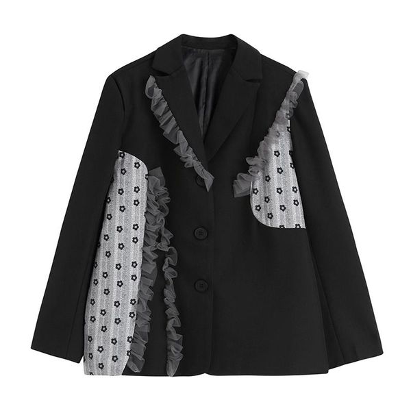 european spring autumn new polka dot splicing floral ruffles loose thin casual suit jackets women coats fashion streetwear 2021, White;black
european spring autumn new polka dot splicing floral ruffles loose thin casual suit jackets women coats fashion streetwear 2021, White;black