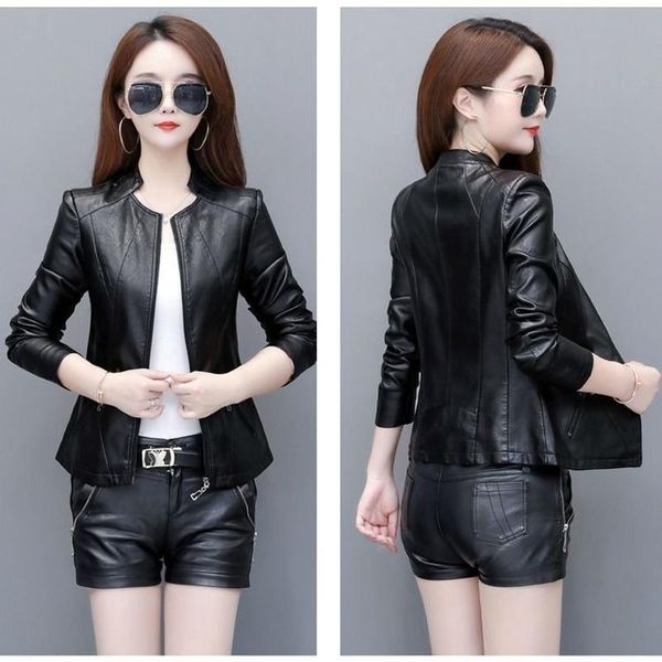 women's leather & faux women motorcycle pu jackets streetwear stand collar ladies coat long sleeve autumn biker zippers outwear y506, Black
women's leather & faux women motorcycle pu jackets streetwear stand collar ladies coat long sleeve autumn biker zippers outwear y506, Black