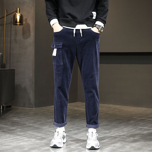 autumn and winter 2021 corduroy tooling harem pants fashion trend mens korean loose straight leisure pants, Blue
autumn and winter 2021 corduroy tooling harem pants fashion trend mens korean loose straight leisure pants, Blue