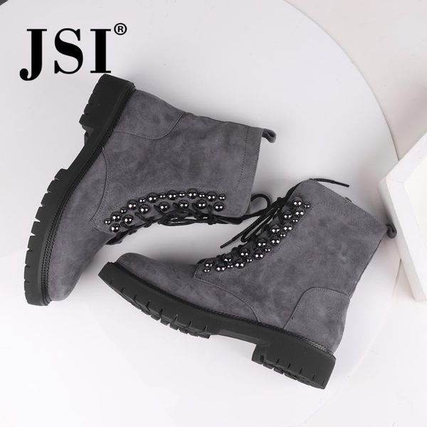 boots jsi winter ankle women round toe zip kid suede ladies shoes square heel med heels metal decoration solid c492, Black
boots jsi winter ankle women round toe zip kid suede ladies shoes square heel med heels metal decoration solid c492, Black