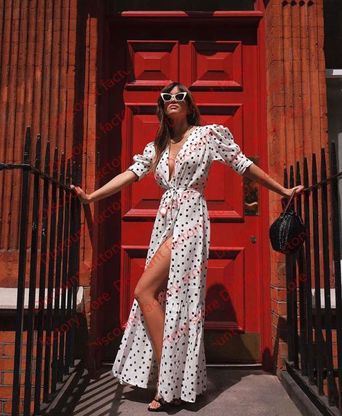 casual polka dot long dress women 2020 fashion summer spring elegant v neck wrap sashes white party evening dress ladies holiday maxi dress, Black;gray
casual polka dot long dress women 2020 fashion summer spring elegant v neck wrap sashes white party evening dress ladies holiday maxi dress, Black;gray