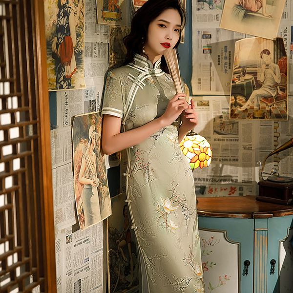 jacquard satin flower printed long qipao elegant mandarin collar cheongsam wedding party dress gown vestidos, Red
jacquard satin flower printed long qipao elegant mandarin collar cheongsam wedding party dress gown vestidos, Red