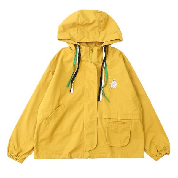 women's jackets spring women hooded cotton embroidery femme loose outwear playful cartoon harajuku preppy style coats, Black;brown
women's jackets spring women hooded cotton embroidery femme loose outwear playful cartoon harajuku preppy style coats, Black;brown