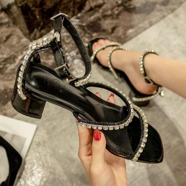 dress shoes square toe women crystal sandals 5cm high heels ladies summer party bridal wedding shoe rhinestone sandalias femmes, Black
dress shoes square toe women crystal sandals 5cm high heels ladies summer party bridal wedding shoe rhinestone sandalias femmes, Black