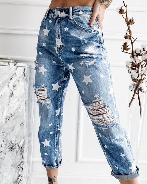 women's jeans ladies summer solid color star print high waist zipper ripped casual loose straight-leg pants 2021, Blue
women's jeans ladies summer solid color star print high waist zipper ripped casual loose straight-leg pants 2021, Blue