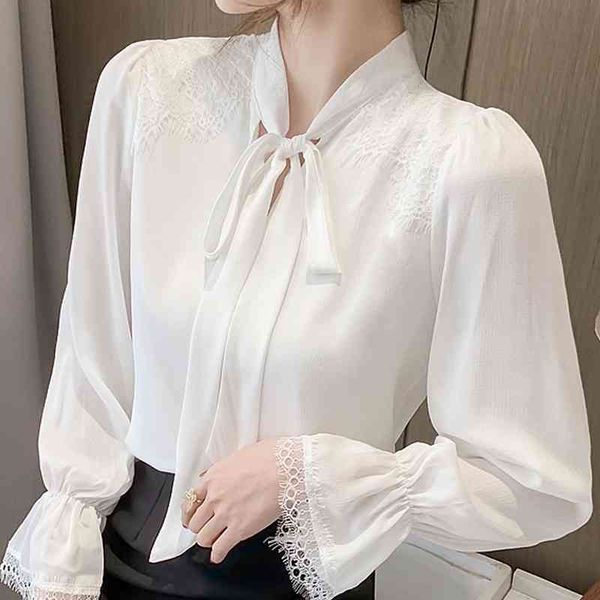 long sleeve white blouse lace chiffon shirt women blusas mujer de moda bow v-neck blusa e353 210602
long sleeve white blouse lace chiffon shirt women blusas mujer de moda bow v-neck blusa e353 210602