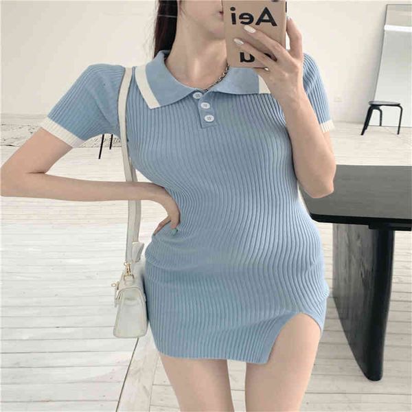 one-piece korean style elegant fashion lapel split knit dress women summer womens sweater dress mini skirt, Black;gray
one-piece korean style elegant fashion lapel split knit dress women summer womens sweater dress mini skirt, Black;gray
