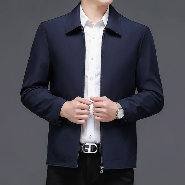 2021 spring and autumn casual middle-aged men's lapel solid color et fashion thin coat, Black
2021 spring and autumn casual middle-aged men's lapel solid color et fashion thin coat, Black