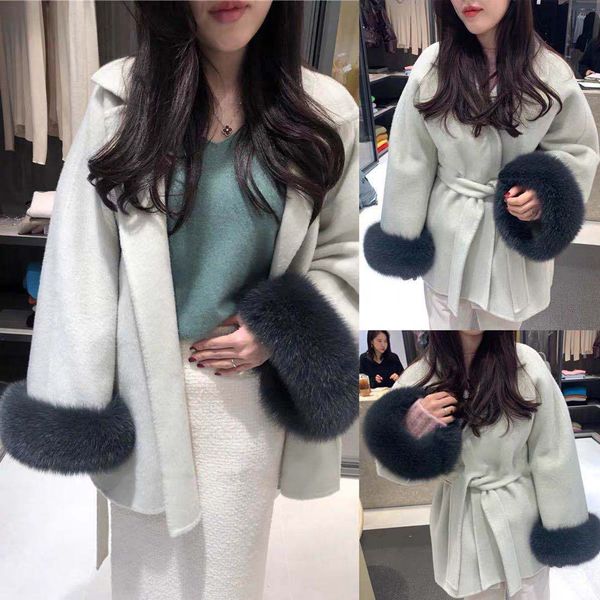women's jackets elegant double-sided wool coat with the real fur autumn mid-length solid color belt clothes, Black;brown
women's jackets elegant double-sided wool coat with the real fur autumn mid-length solid color belt clothes, Black;brown