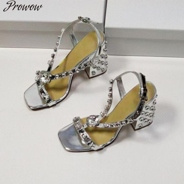 sandals prowow genuine leather silver gold summer metallic shinny heel high heels shoes women, Black
sandals prowow genuine leather silver gold summer metallic shinny heel high heels shoes women, Black