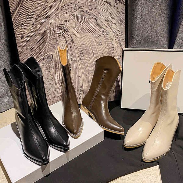 autumn new tube thick middle heels versatile pointed women's zipper short boots, Black
autumn new tube thick middle heels versatile pointed women's zipper short boots, Black