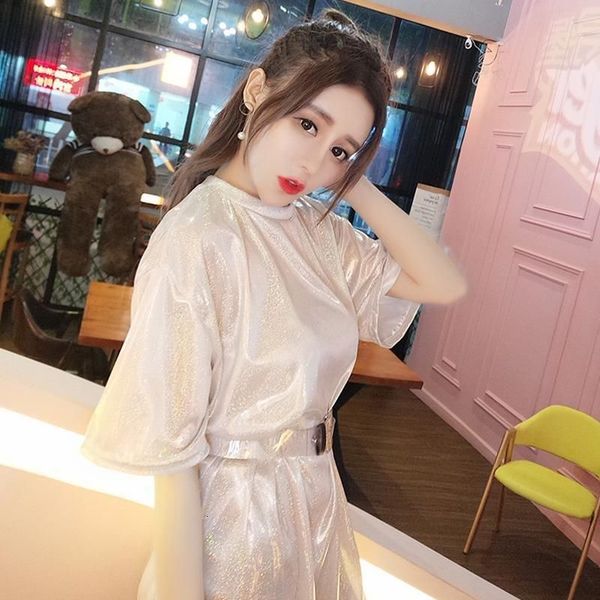 long medium shirt around the female half-thin neck new short-sleeve silk feminine summer dress (send belt) wf38 i20u, White
long medium shirt around the female half-thin neck new short-sleeve silk feminine summer dress (send belt) wf38 i20u, White