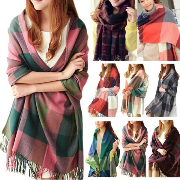 scarves women oversize stole wrap cashmere pashmina warm plaid shawl long winter, Blue;gray
scarves women oversize stole wrap cashmere pashmina warm plaid shawl long winter, Blue;gray
