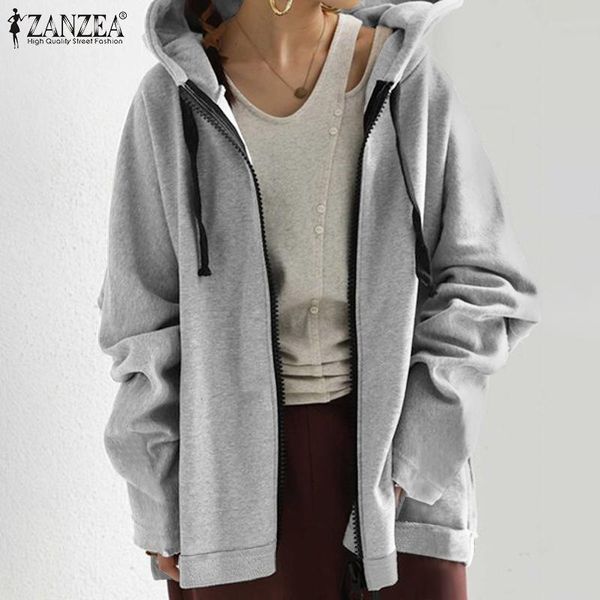 stylish drawstring hoodies women's hooded sweatshirts zanzea casual autumn zipper thin coats female solid outwear oversized, Black
stylish drawstring hoodies women's hooded sweatshirts zanzea casual autumn zipper thin coats female solid outwear oversized, Black