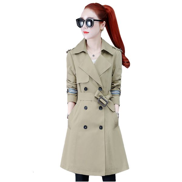 2021 new mid-length blouse -spring long female waist and thin double breasted on knee trench coat q7k8, Tan;black
2021 new mid-length blouse -spring long female waist and thin double breasted on knee trench coat q7k8, Tan;black