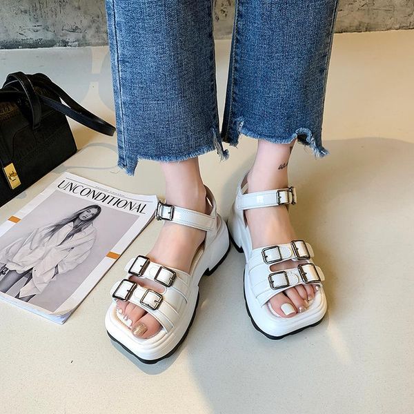 sandals black white platform women patent leather open toe shoes summer metal buckle thick sole mujer
sandals black white platform women patent leather open toe shoes summer metal buckle thick sole mujer