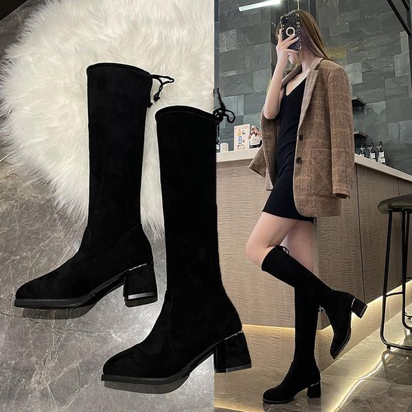boots elastic warm short plush thigh high chunky heels cross tied shoes autumn winter women over-the-knee, Black
boots elastic warm short plush thigh high chunky heels cross tied shoes autumn winter women over-the-knee, Black