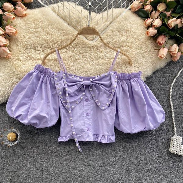women's blouses & shirts 2021 summer style blouse female beaded collar bow self-cultivation blusa word neck puff sleeve suspender shirt, White
women's blouses & shirts 2021 summer style blouse female beaded collar bow self-cultivation blusa word neck puff sleeve suspender shirt, White