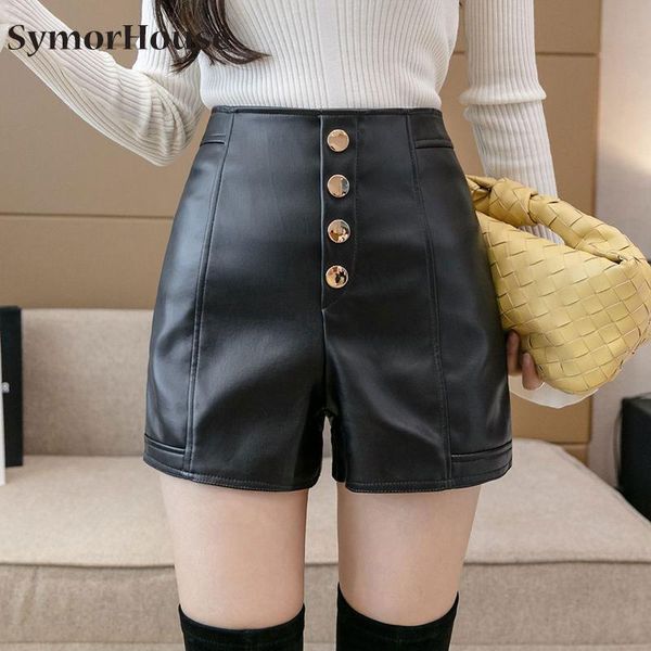 women's shorts black pu leather women 2021 high waist quality ladies button wide-leg short mujer womens, White;black
women's shorts black pu leather women 2021 high waist quality ladies button wide-leg short mujer womens, White;black