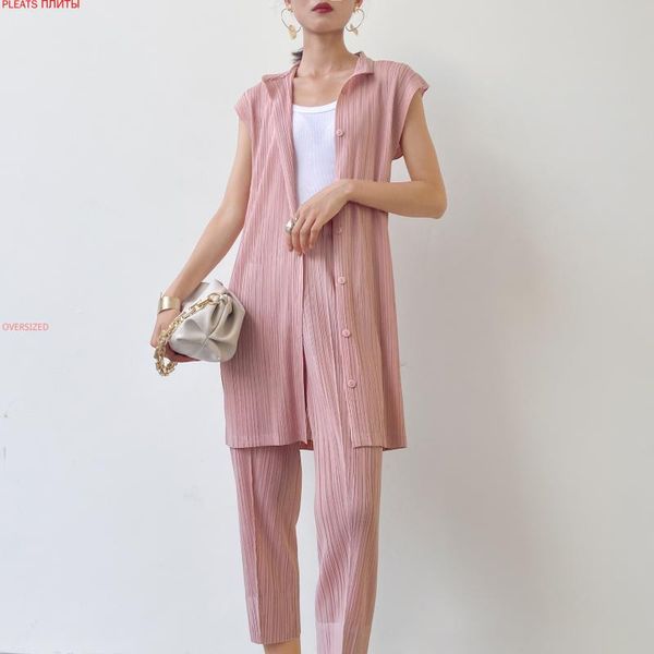 women's two piece pants miyake pleated fashion small jacket single breasted large size slim and straight pantsuit set trousers, White
women's two piece pants miyake pleated fashion small jacket single breasted large size slim and straight pantsuit set trousers, White