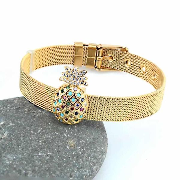 stainless steel rainbow zircon pineapple bracelet female lady gift buckle mesh chain cz zircon charm bracelets for women jewelry, Black
stainless steel rainbow zircon pineapple bracelet female lady gift buckle mesh chain cz zircon charm bracelets for women jewelry, Black