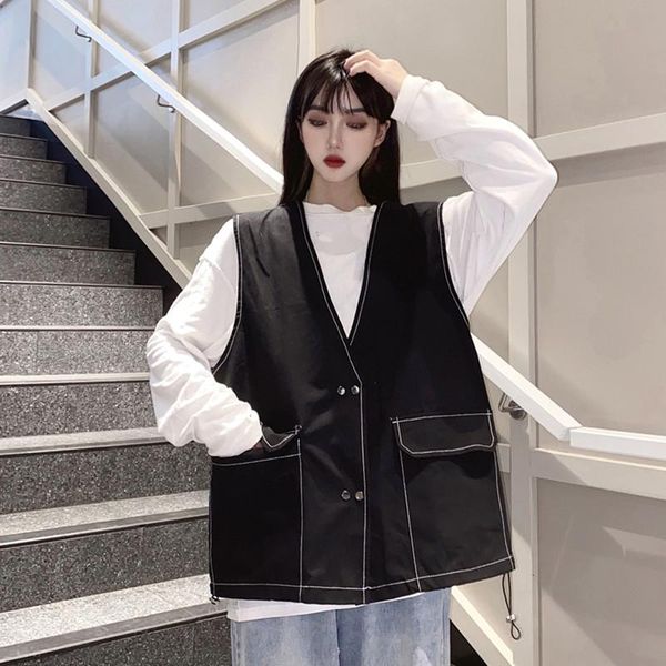 women's sleeveless jacket 2021 fashion single breasted pockets waistcoat v-neck black white female vest outerwear ds501071
women's sleeveless jacket 2021 fashion single breasted pockets waistcoat v-neck black white female vest outerwear ds501071
