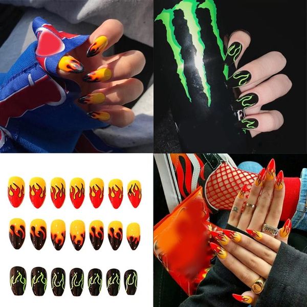 false nails wearable flame pattern long coffin full cover fake artificial nail art salon for women girls beauty diy, Red;gold
false nails wearable flame pattern long coffin full cover fake artificial nail art salon for women girls beauty diy, Red;gold