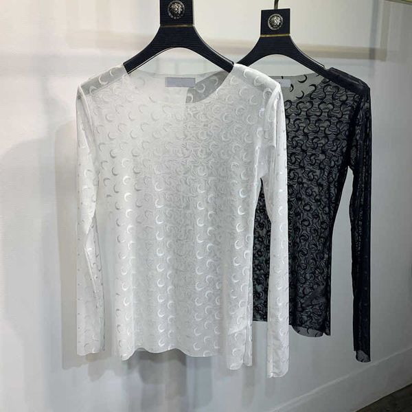 crescent moon embroidery hollow out mesh fabric round neck long sleeves women shirt new arrival summer highstreet y0621, White
crescent moon embroidery hollow out mesh fabric round neck long sleeves women shirt new arrival summer highstreet y0621, White