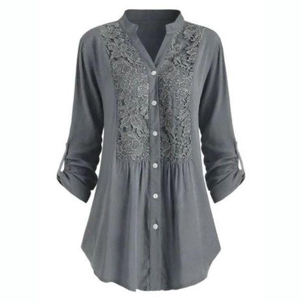 flower lace shirt women plus size stand collar button down shirt chemisier femme solid loose long sleeve blouses women shirts, White
flower lace shirt women plus size stand collar button down shirt chemisier femme solid loose long sleeve blouses women shirts, White