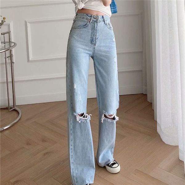 women's jeans casual woman light blue hole 2021 spring vintage ladies high waisted cotton denim pants girls y2k wide leg pant fys0
women's jeans casual woman light blue hole 2021 spring vintage ladies high waisted cotton denim pants girls y2k wide leg pant fys0
