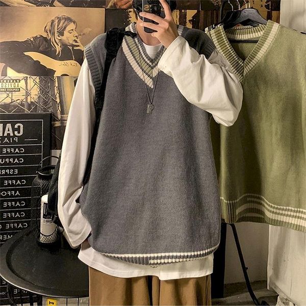 men's vests fonekie couple sweater spring autumn men loose korean trend harajuku college style sleeveless sweaters knit vest mens, Black;white
men's vests fonekie couple sweater spring autumn men loose korean trend harajuku college style sleeveless sweaters knit vest mens, Black;white