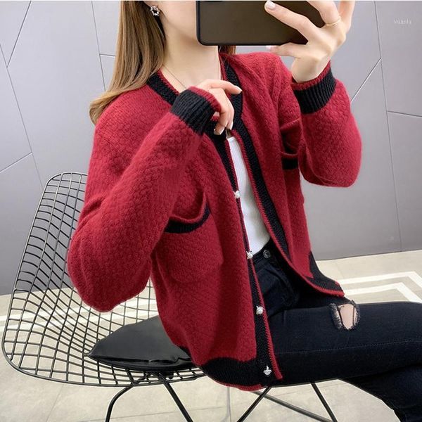 women's jackets early autumn 2021 cardigan blouse foreign knitted short coat ladies wearing fashion elegant temperament jacket female, Black;brown
women's jackets early autumn 2021 cardigan blouse foreign knitted short coat ladies wearing fashion elegant temperament jacket female, Black;brown